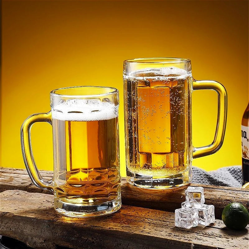 Glass Beer Steins With Handle For Parties And Everyday Use