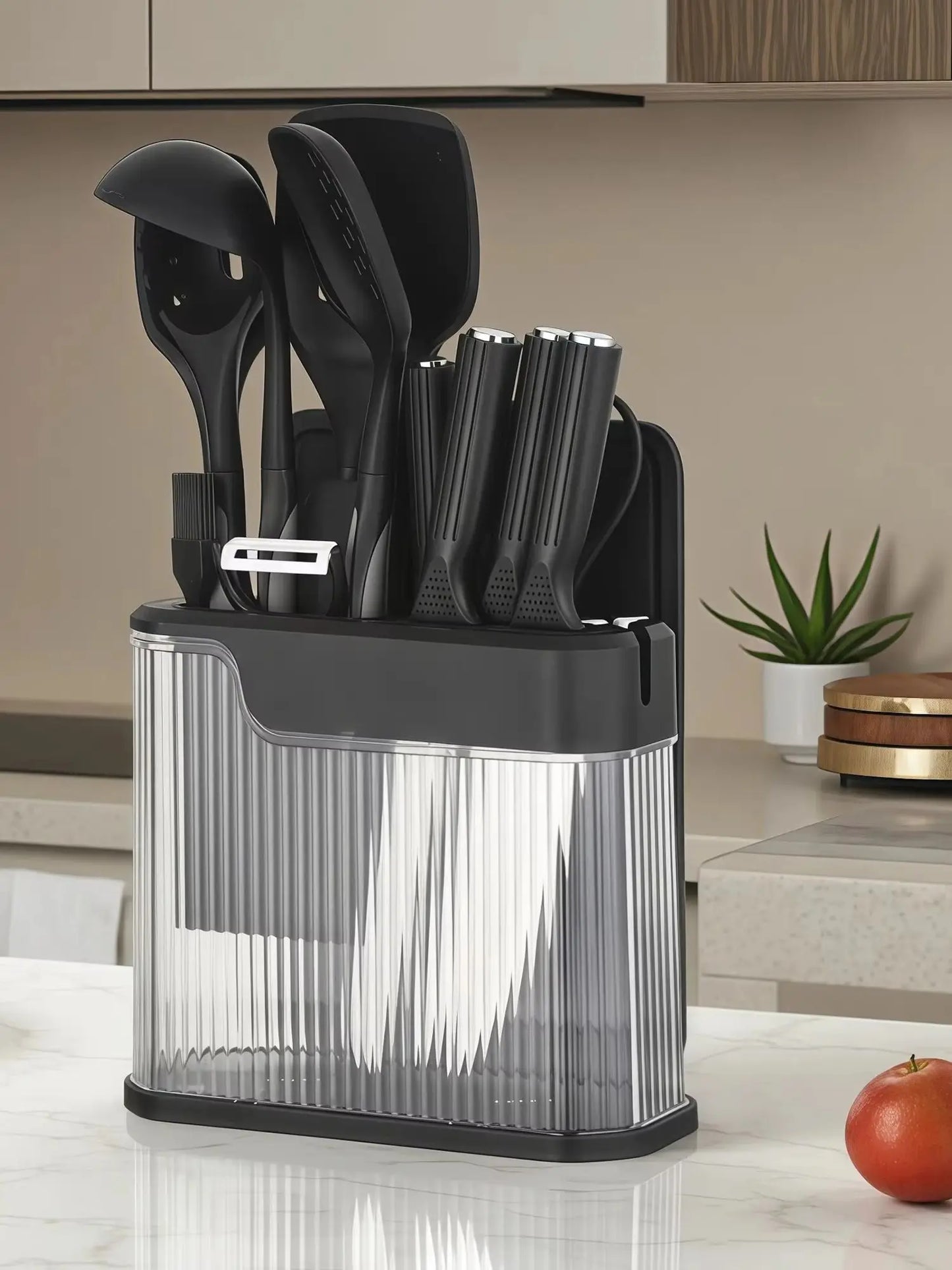 Silicone Kitchen Utensils Set With Knife Block And Knives