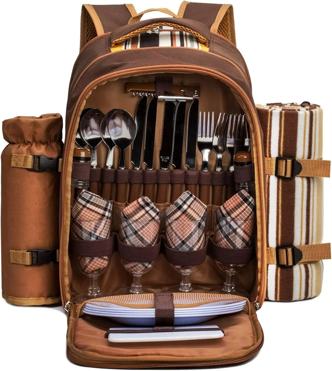YTYIN Picnic Backpack For 4 With Cooler Compartment
