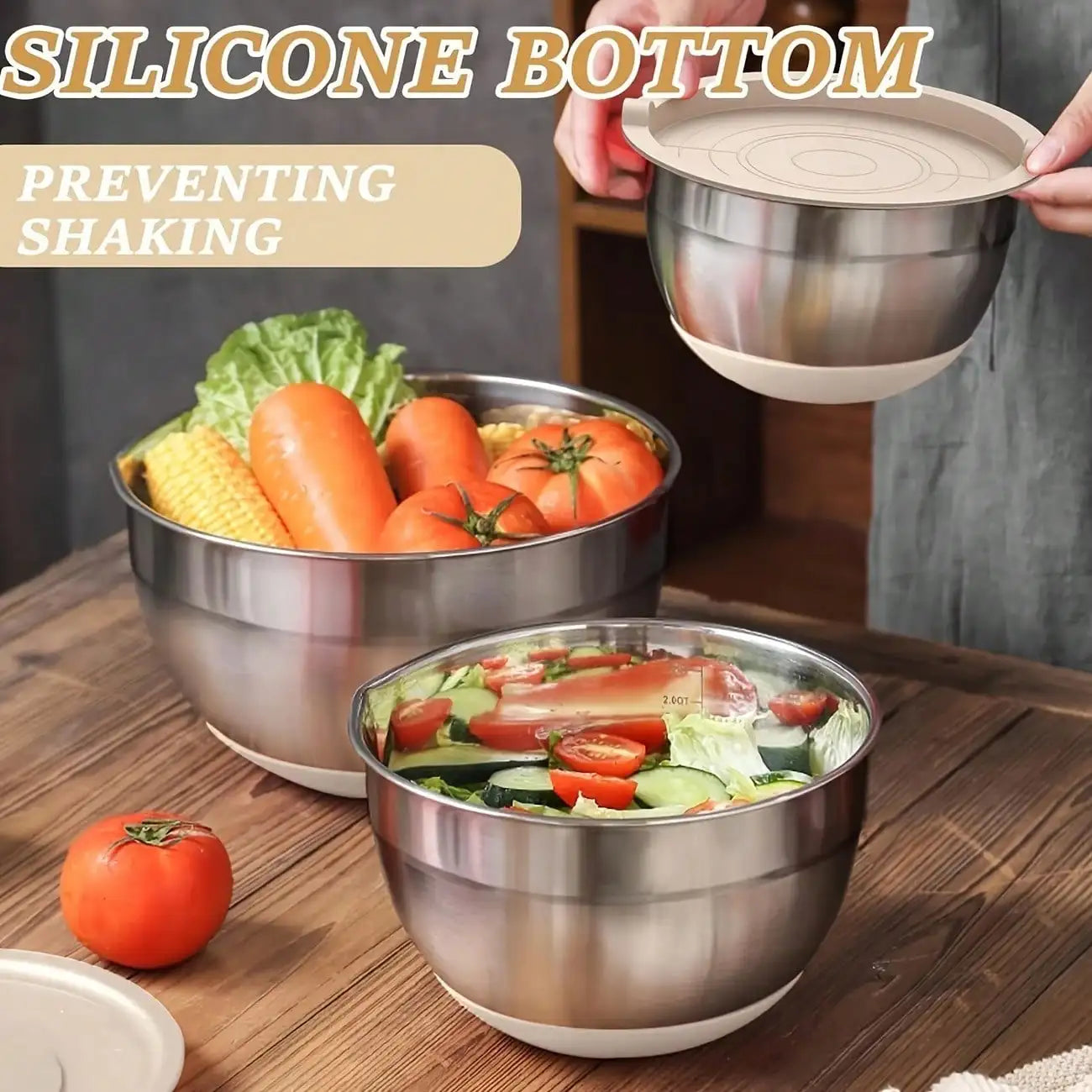 Stainless Steel Mixing Bowls Set With Lids And Attachments