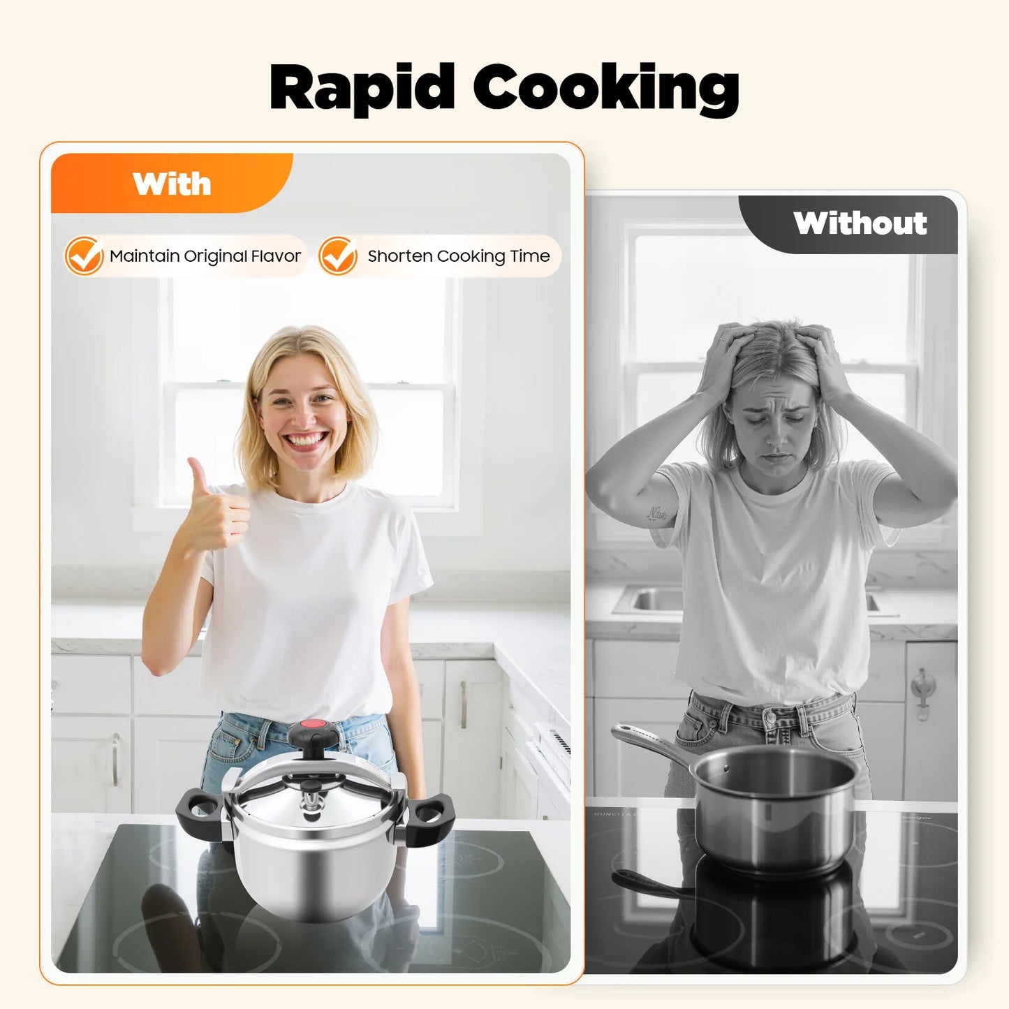 Stainless Steel Pressure Cooker With Safety Valve For Restaurant Kitchen