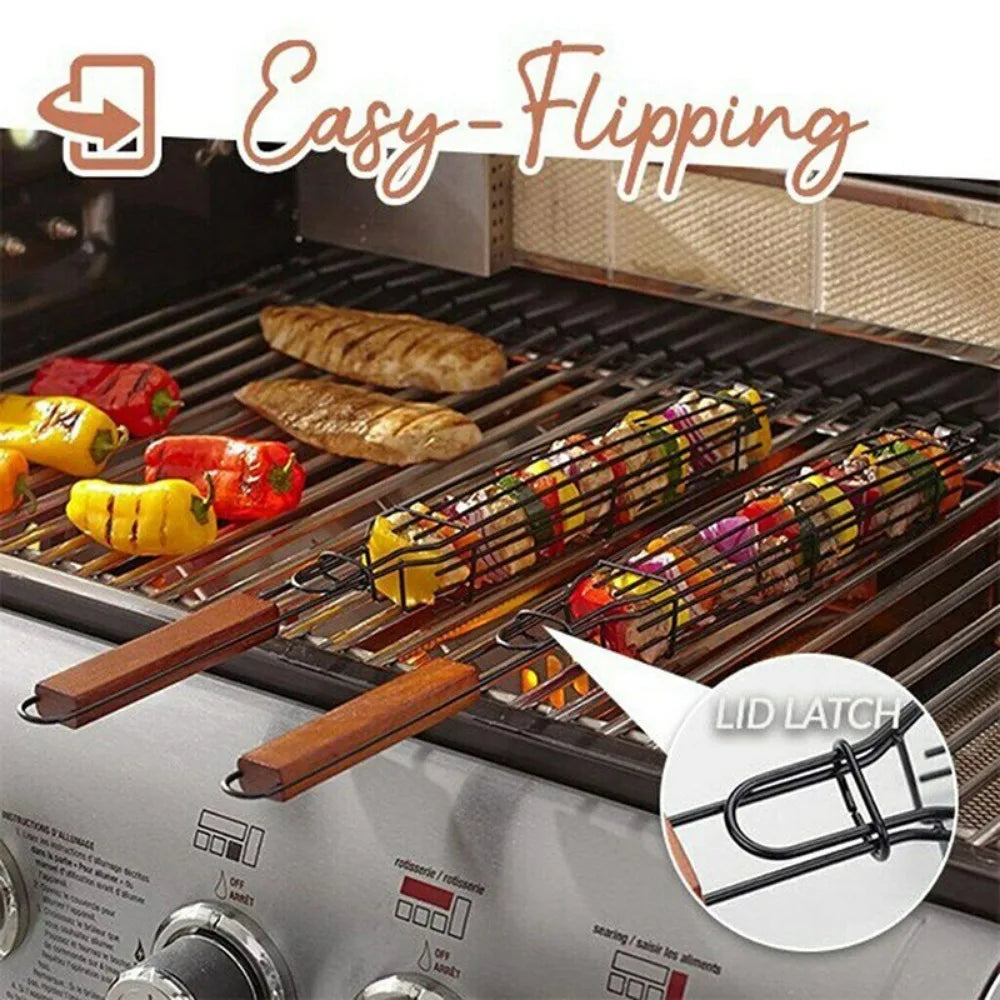 Portable Nonstick BBQ Grilling Basket for Outdoor Camping and Picnics