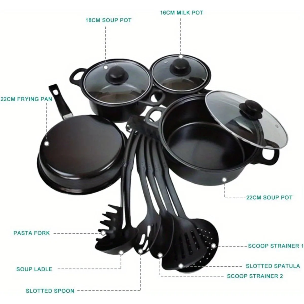 Cobasport 13 Piece Nonstick Pots And Pans Set For Induction Cooktop