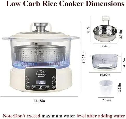 XMSJ Low Carb Rice Cooker With Smart Timer Keep Warm