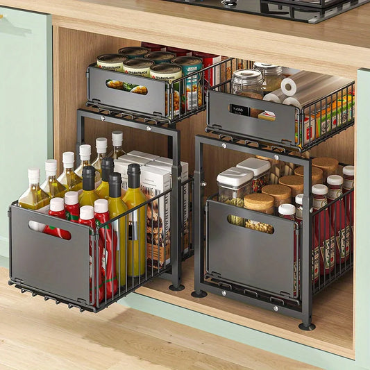 AEHOME 2 Tier Slide Out Cabinet Organizer Heavy Duty Under Sink