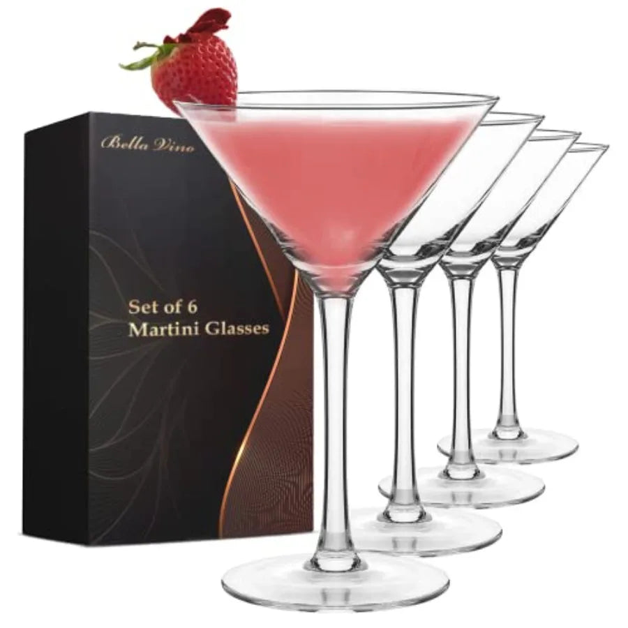 Cosmopolitan Glass Cups Set of 6 Tall Cocktail Glasses Goblets