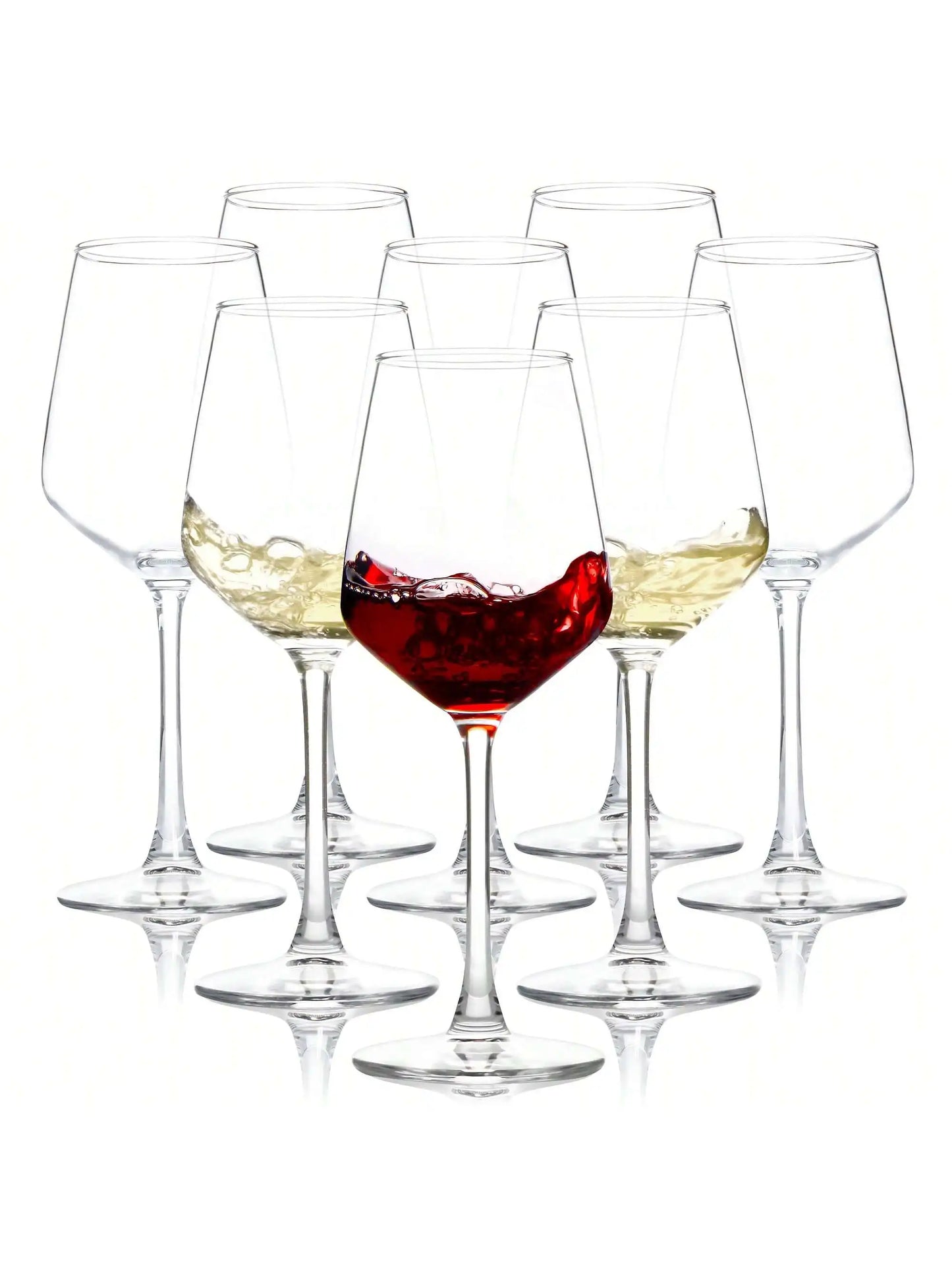 Wine Glasses Set Modern Minimalist Clear Long Stem Six Piece