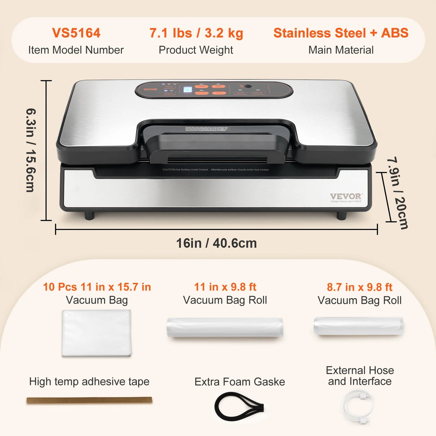SucceBuy Commercial Vacuum Sealer Machine With Bag Roll Cutter