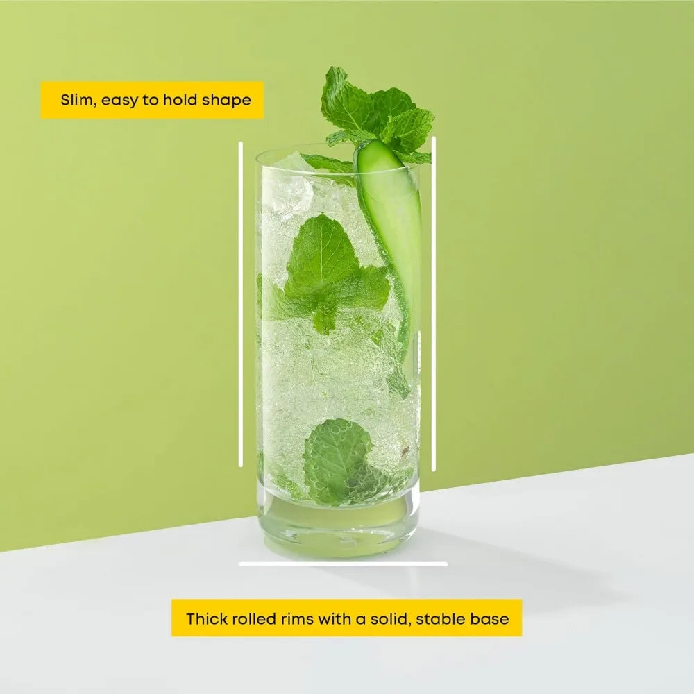NBVCX Tall Highball Glasses Set Of 6 Lead-Free Crystal Glassware