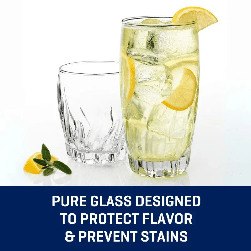 12 Piece Clear Glassware Set Highball And Rocks Glasses