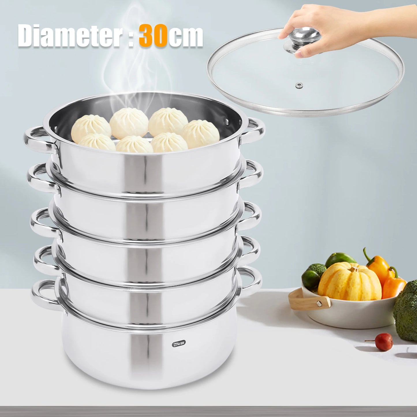 Stainless Steel Steamer 5 Tier Kitchen Steamer Durable And Clean