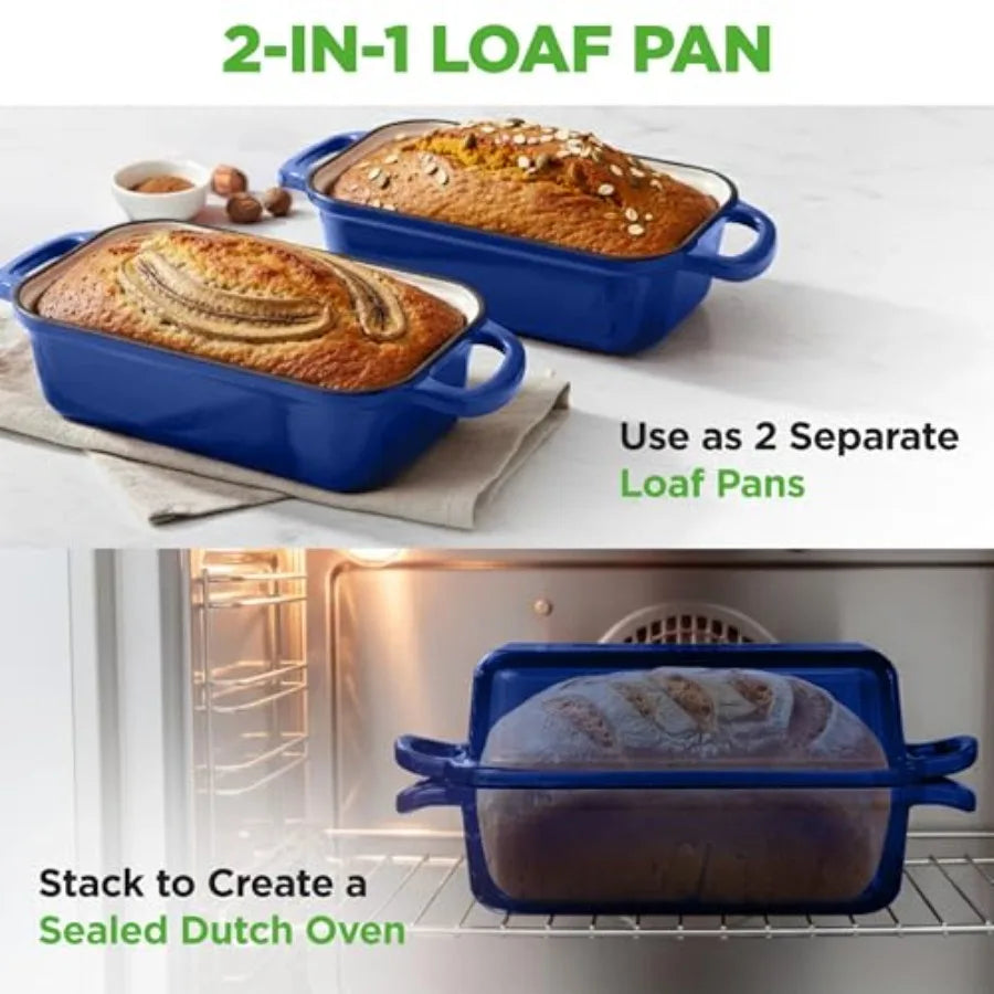 Enamel Cast Iron Loaf Pan With Lid For Sourdough Baking Oven Safe