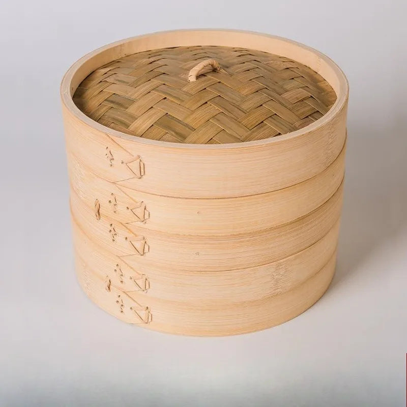 10/15/20cm Cooking Bamboo Steamer Dumpling Food Steamer with Lid Cookware Steam Pot Kitchen Cooking Tools