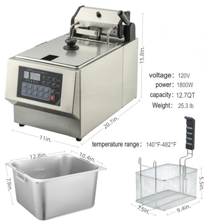 Smart Fully Automatic Deep Fryer 1800W With Auto Lift