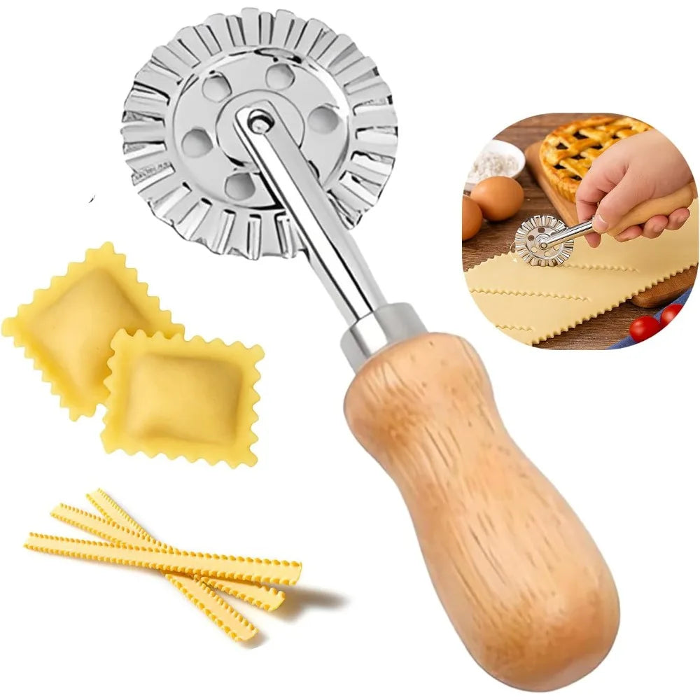 Pastry Wheel Cutter And Dough Crimper Tool For Ravioli Pierogi