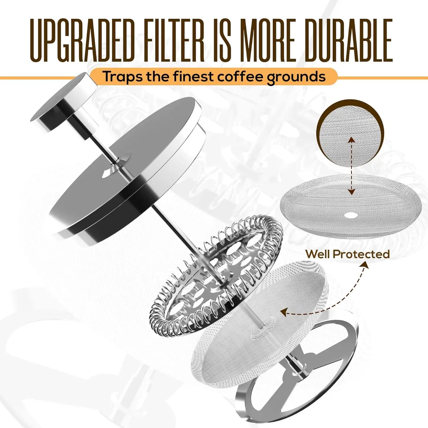 Stainless Steel French Press Coffee Maker With Double Wall Insulation
