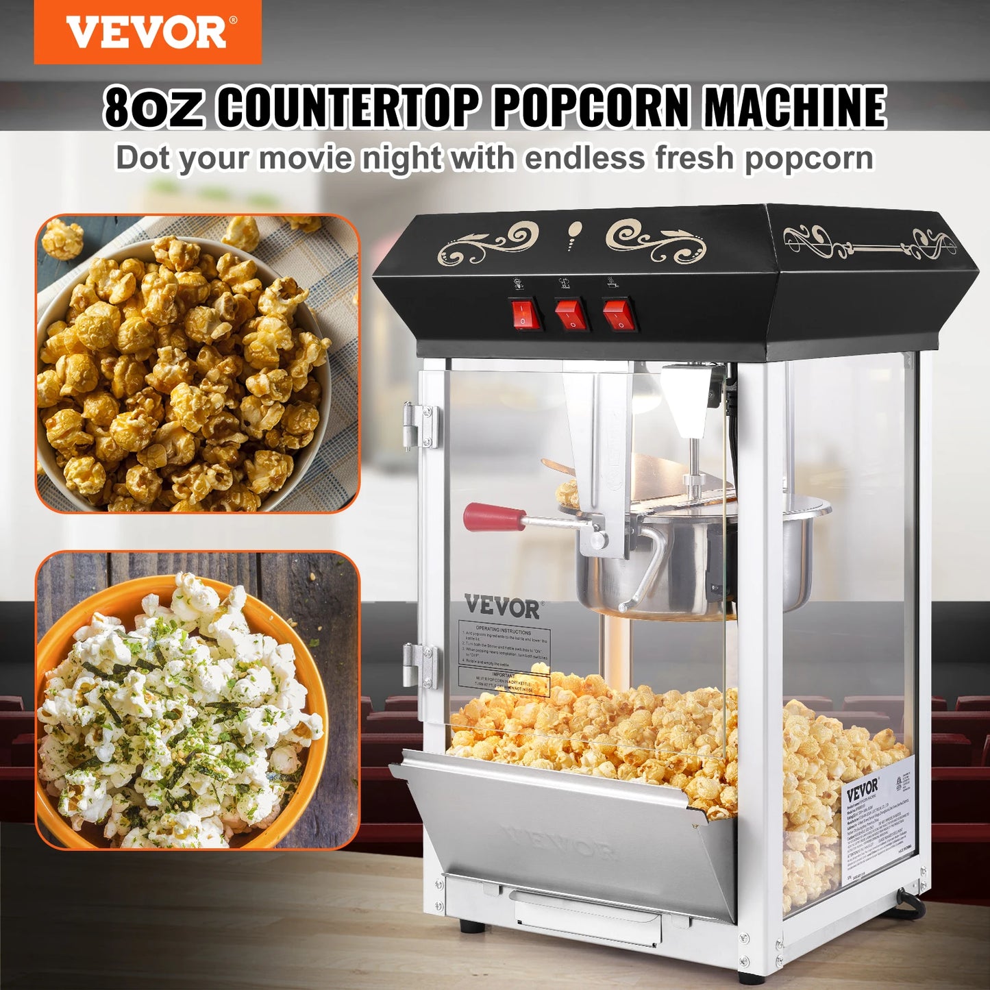 SucceBuy Popcorn Popper Maker Kettle Makes 48 Cups