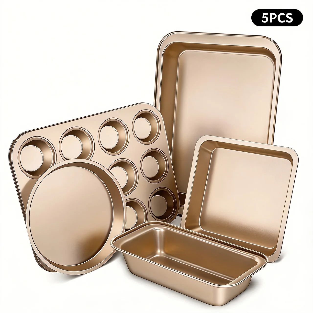 Nonstick Bakeware Set With Round And Square Pans Waffle Tray Cookie Sheet