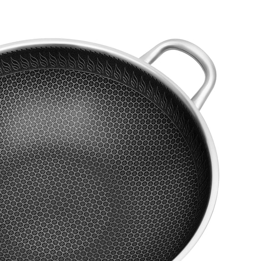 Stainless Steel Wok With Lid 316 Grade Dishwasher Safe