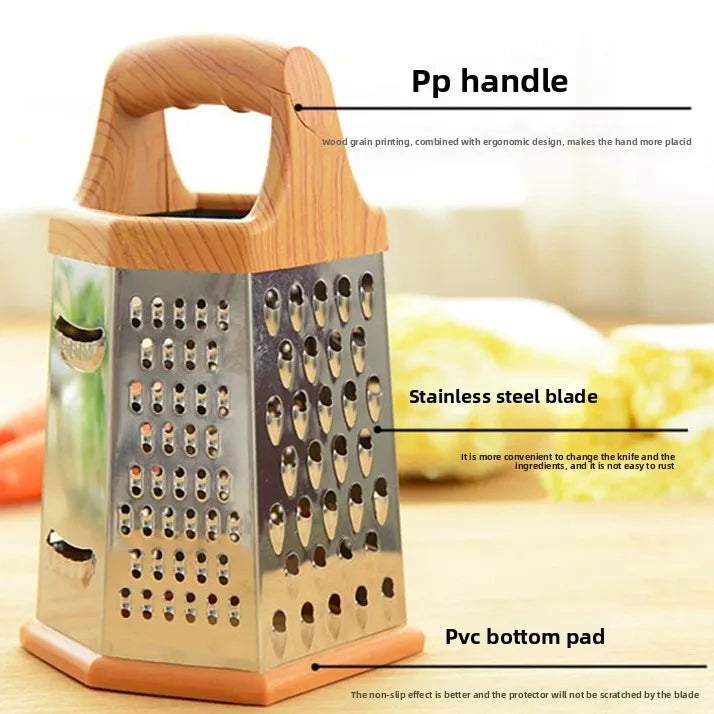 Six-Sided Stainless Steel Box Grater With Slicer And Shredder