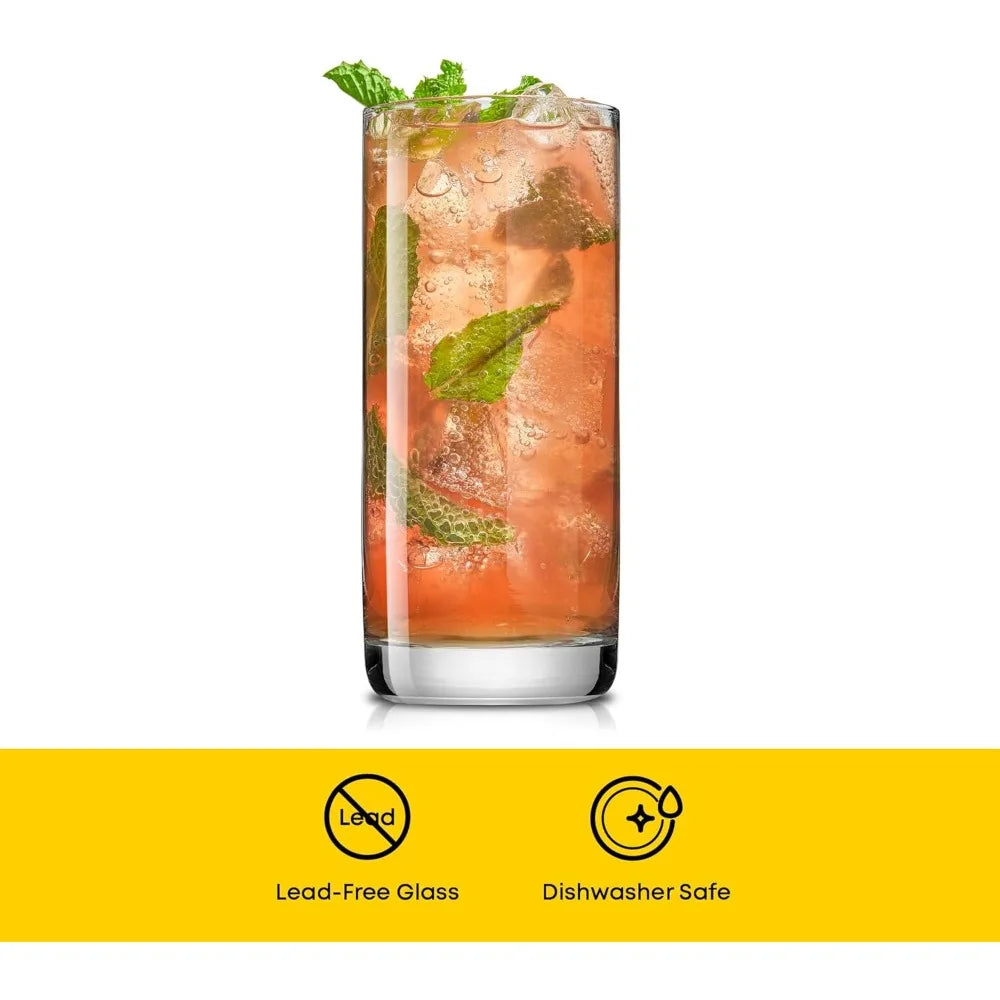 NBVCX Tall Highball Glasses Set Of 6 Lead-Free Crystal Glassware