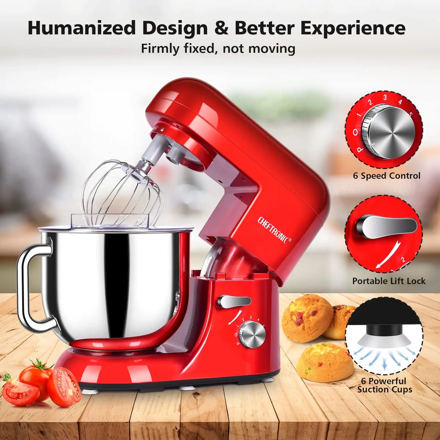Cheftronic Stand Mixer Tilt-Head 650W 6-Speed US Plug