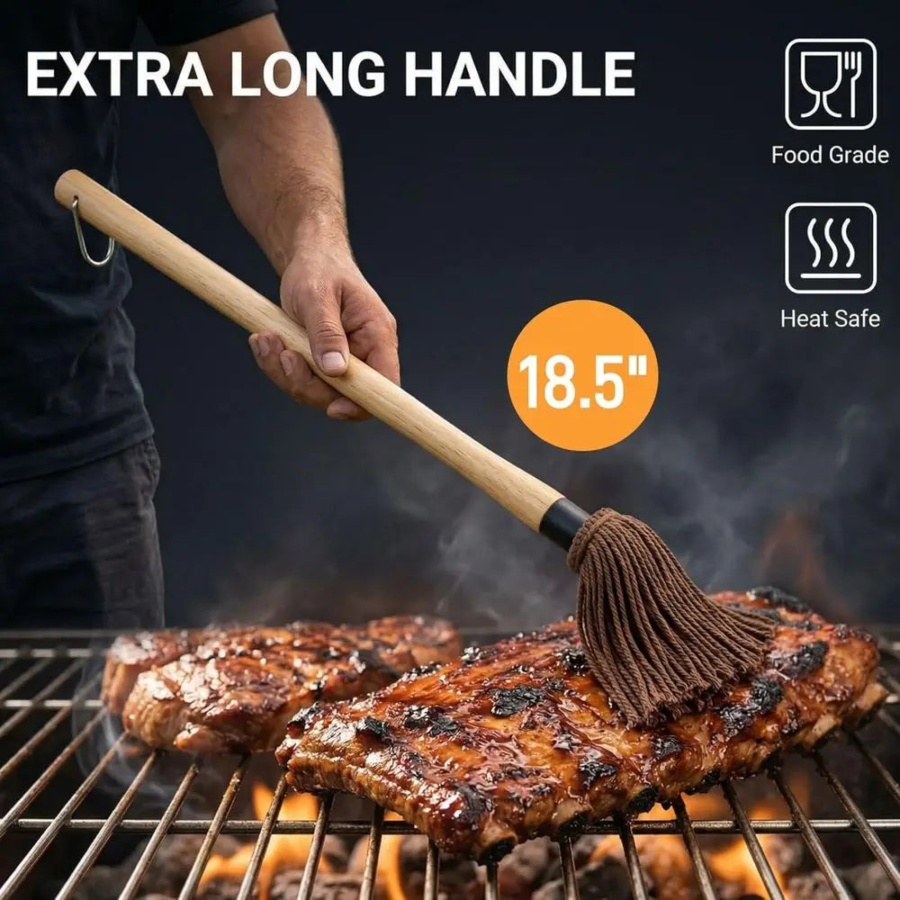 Seven-Piece Cast Iron Sauce Pot And BBQ Mop Brush Set