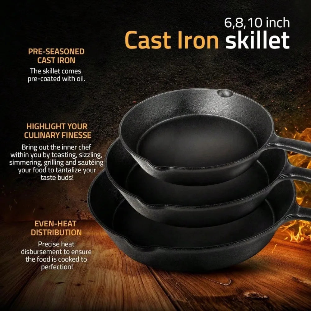 ATMDOG 3-Piece Skillet Set For Oven Stove Grill Campfire