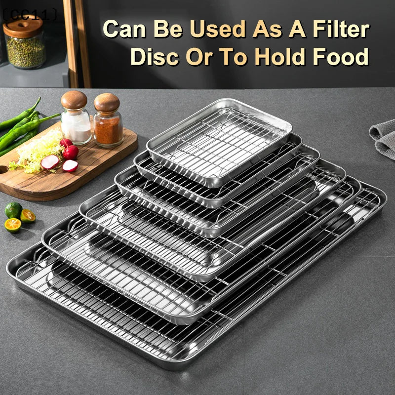 Stainless Steel Baking Tray With Removable Cooling Rack Nonstick