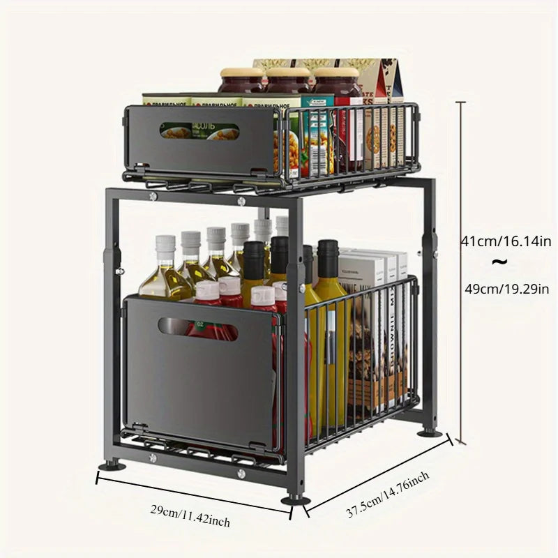 AEHOME 2 Tier Slide Out Cabinet Organizer Heavy Duty Under Sink