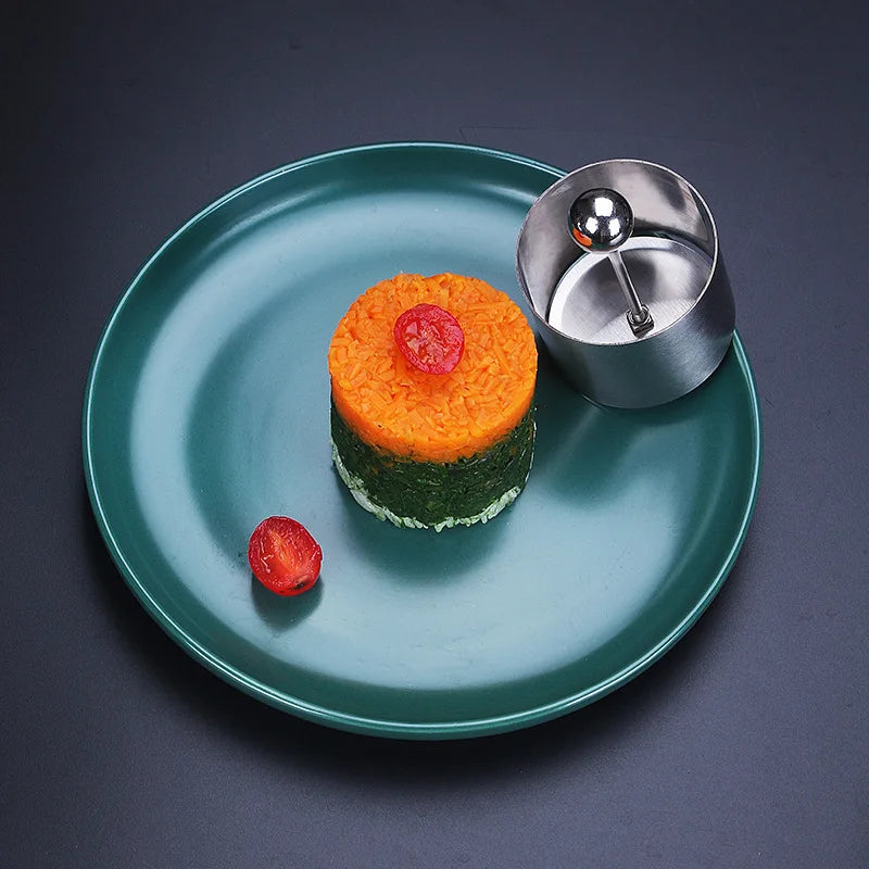 Round Stainless Steel Rice Ball Mold With Pusher Sushi Maker