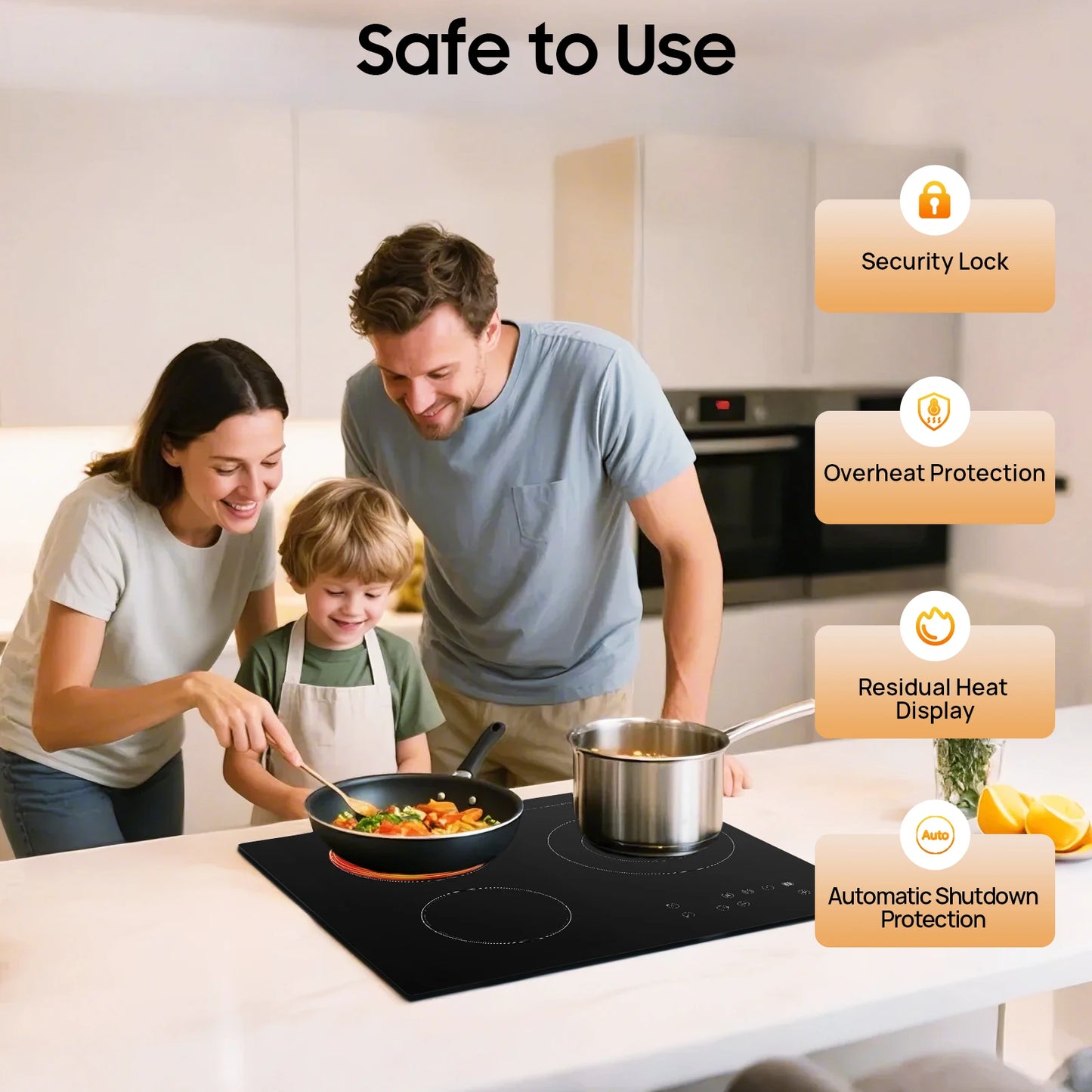 2600W Portable Electric Ceramic Cooktop With 3 Burners And Sensor Touch