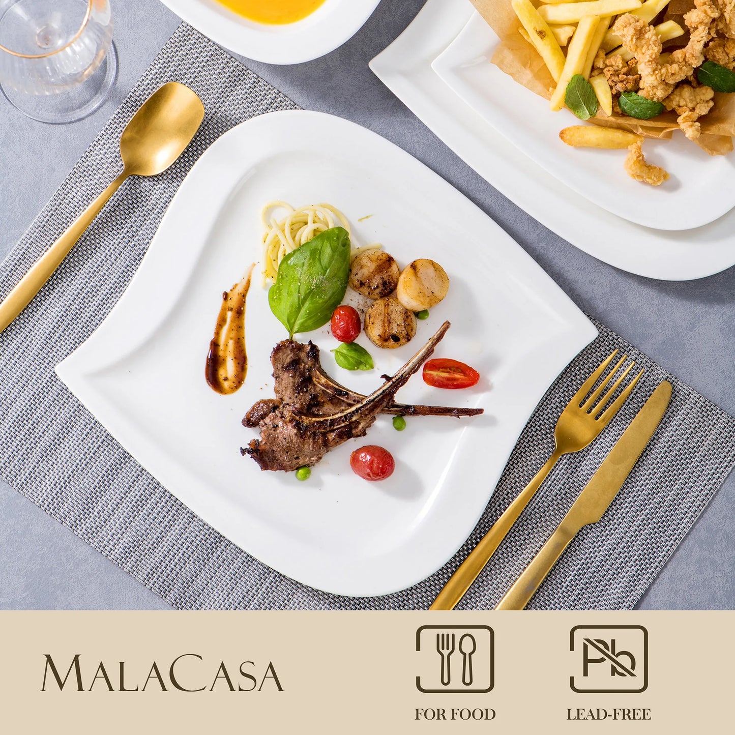 MALACASA Porcelain Dinner Set 30 Or 60 Piece Cups Saucers