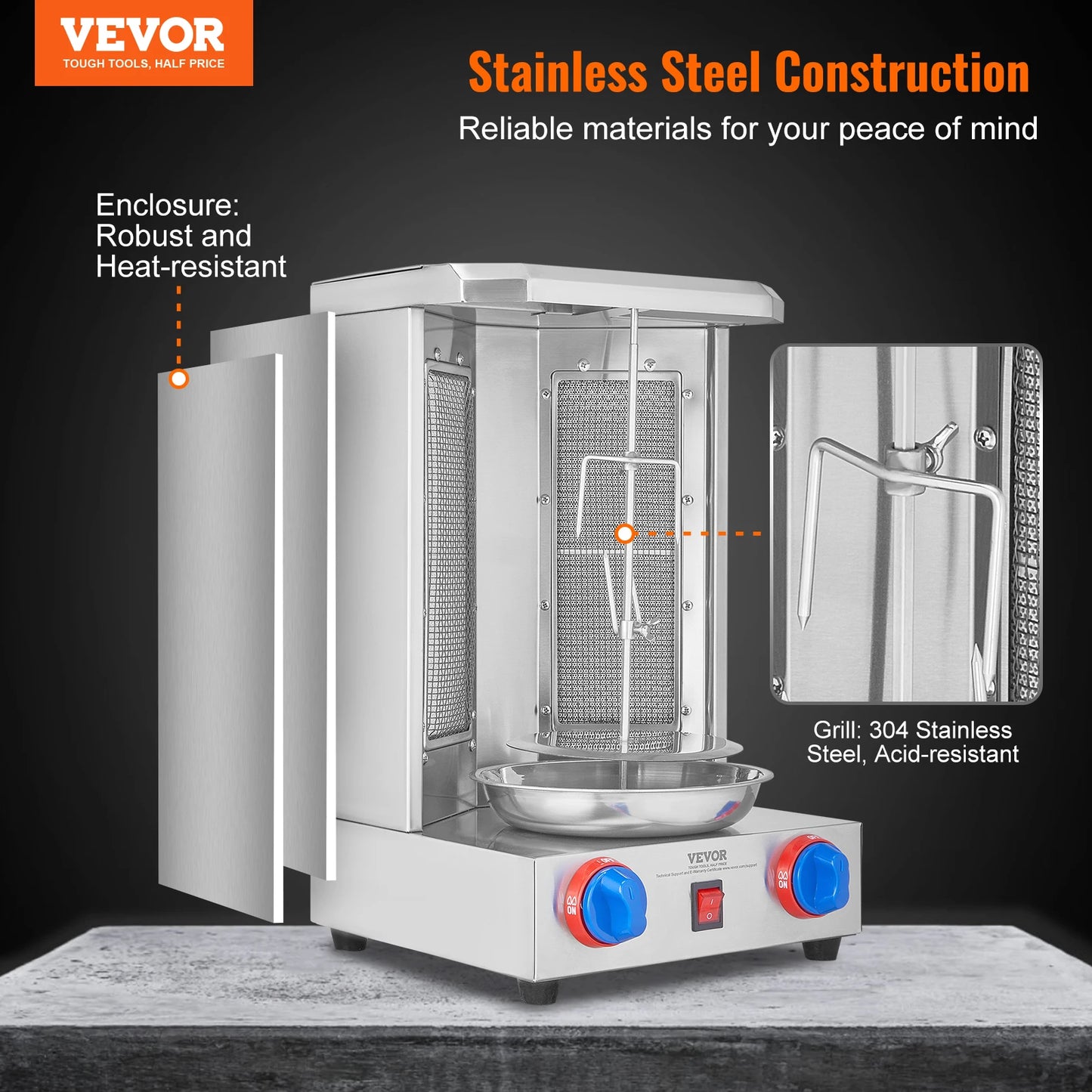 SucceBuy Shawarma Grill Machine Gas Vertical Broiler Rotisserie Oven