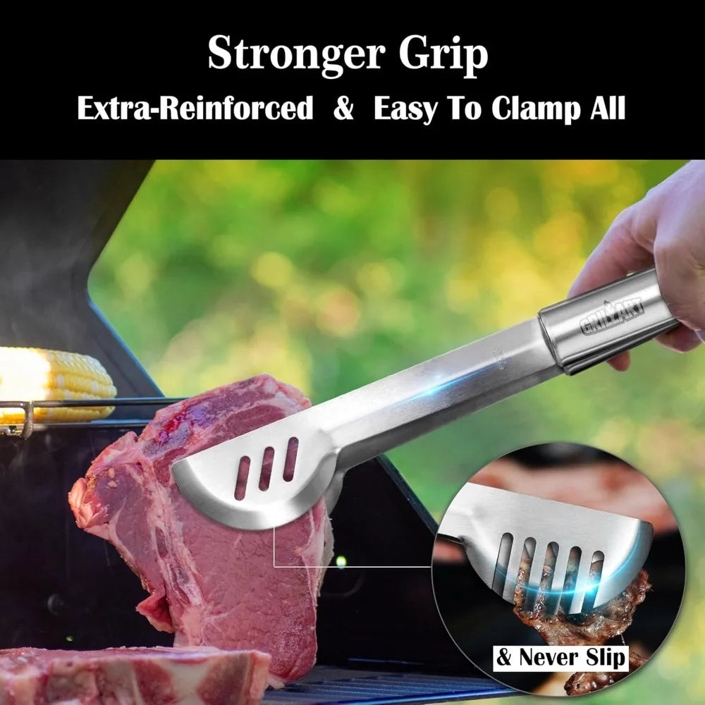 Stainless Steel BBQ Grill Tool Set With Case For Dad