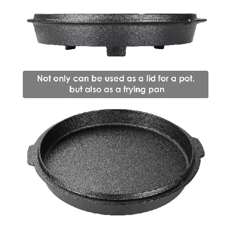 Cast Iron Dutch Oven Camping Pot Outdoor Portable Multifunction Cookware