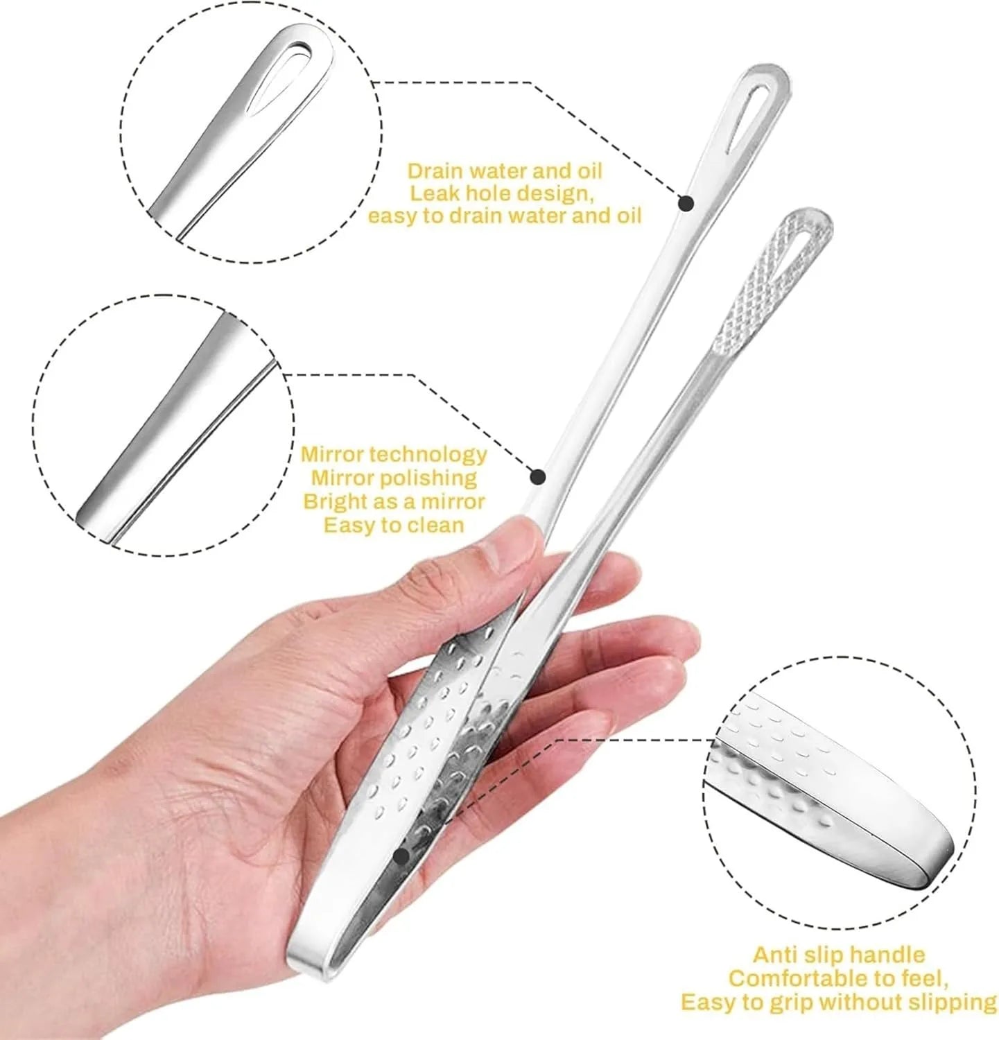28 cm Stainless Steel Korean BBQ Grill Tongs Japanese Barbecue Tongs for Cooking Portable Kitchenware Home Outdoor Steak Salad Food