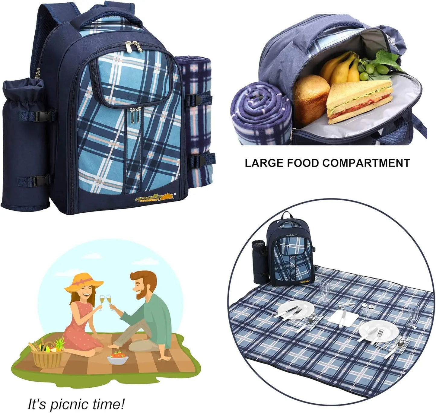 YTYIN Picnic Backpack for Two With Cooler and Bottle Holder
