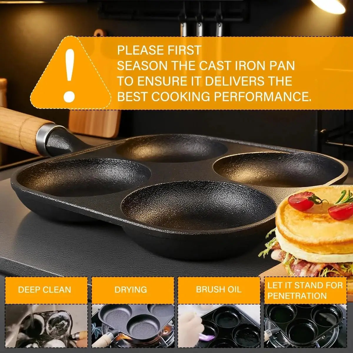 Cast Iron Egg Pan With Four Holes For Eggs