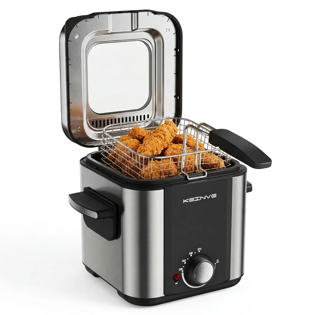 CACHOO Electric Deep Fryer With Temperature Control And View Window 1000W