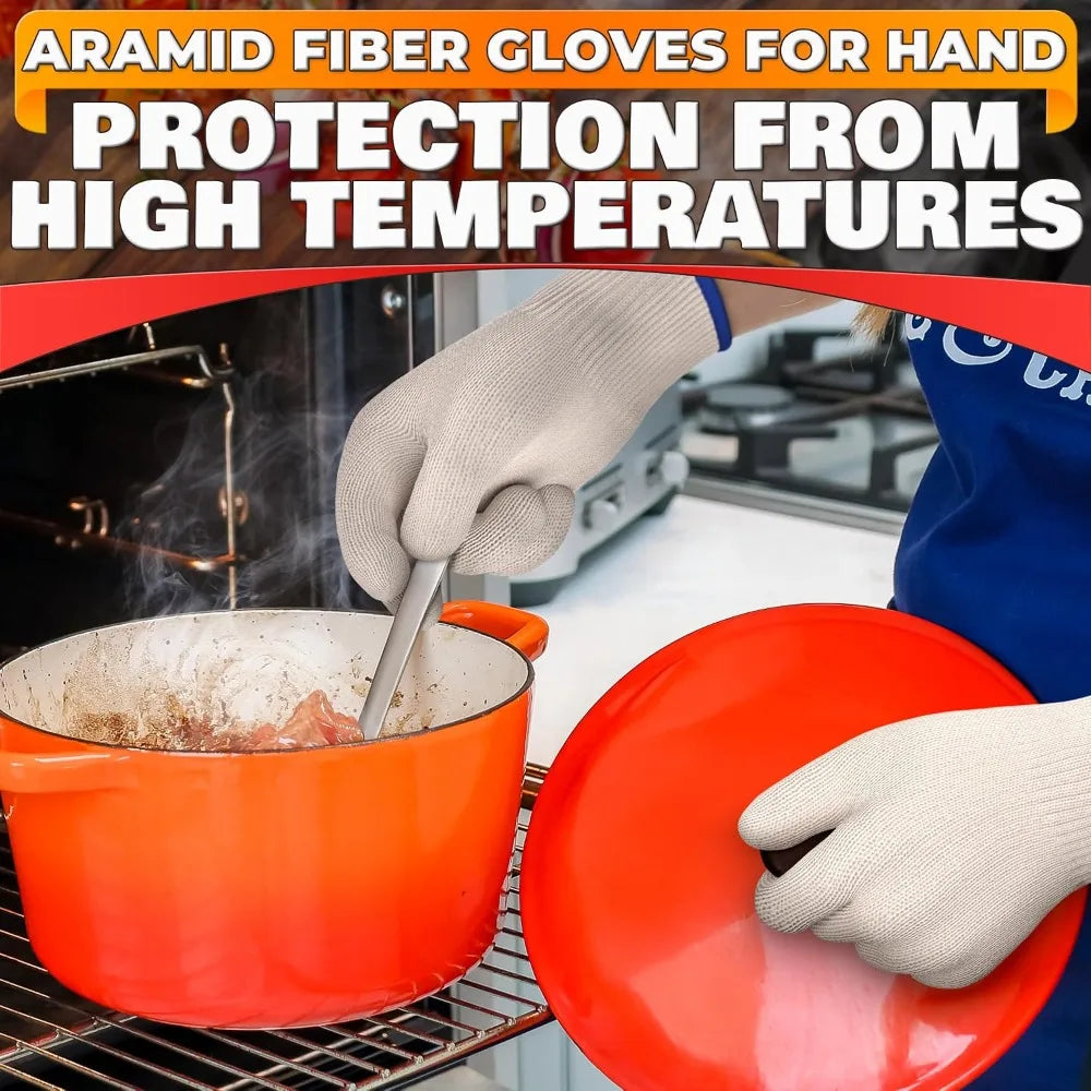 Aramid Heat Resistant Cooking Gloves 932°F For Baking And Grilling