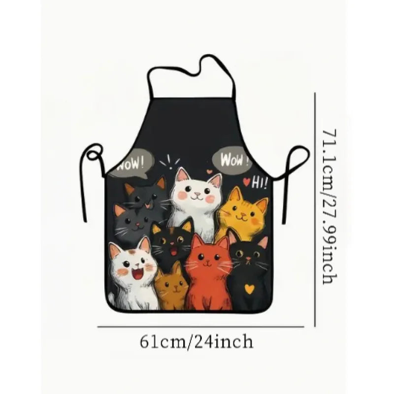 Cute Cat Print Apron For Home Cooking And Baking Gift