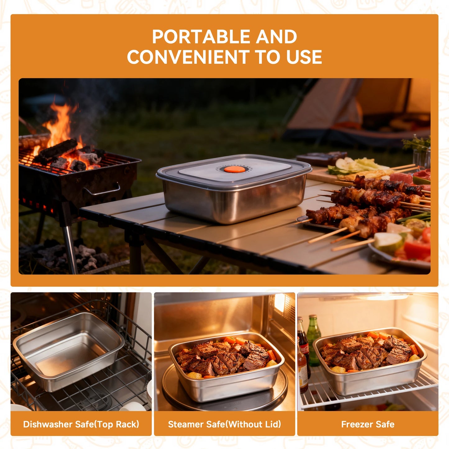 Stainless Steel Grill Prep Trays Set Of 8 With Lids