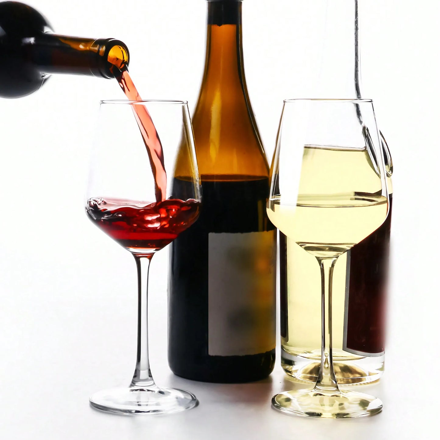 Wine Glasses Set Modern Minimalist Clear Long Stem Six Piece