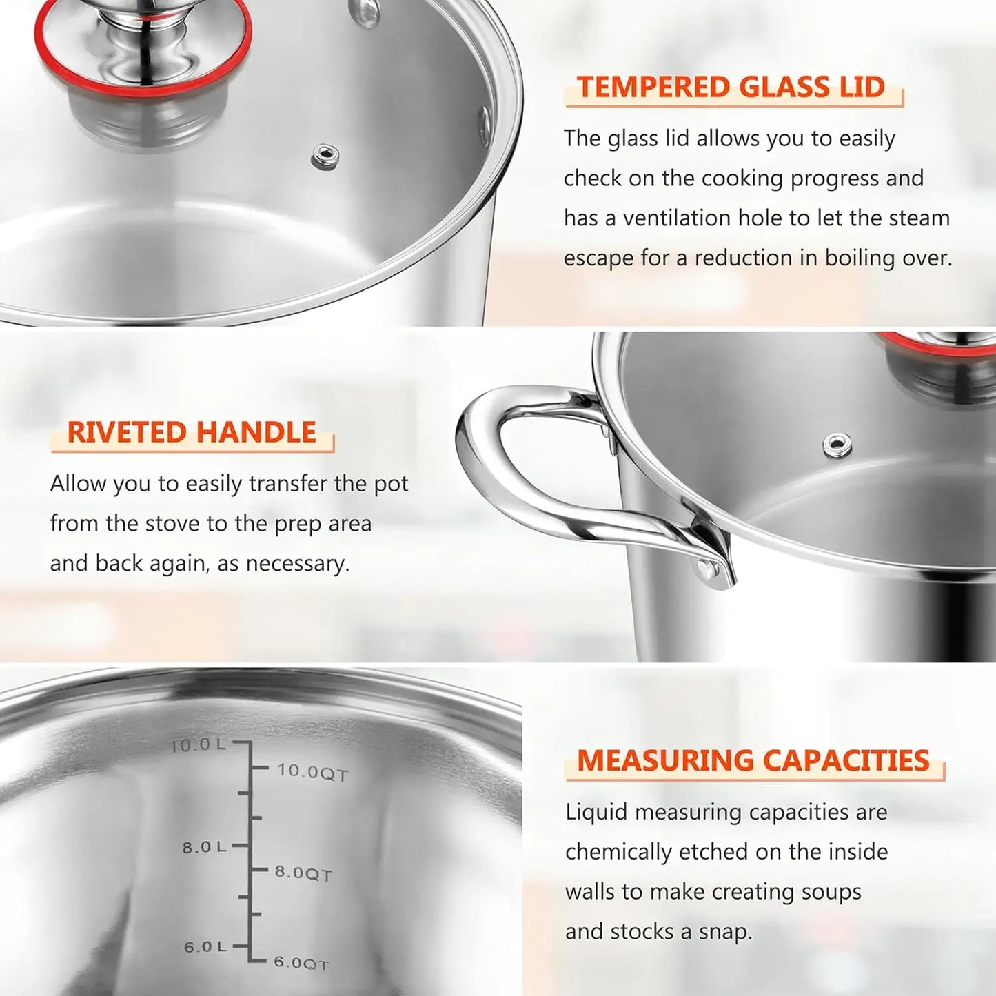 Stainless Steel Stock Pot With Lid Induction Compatible