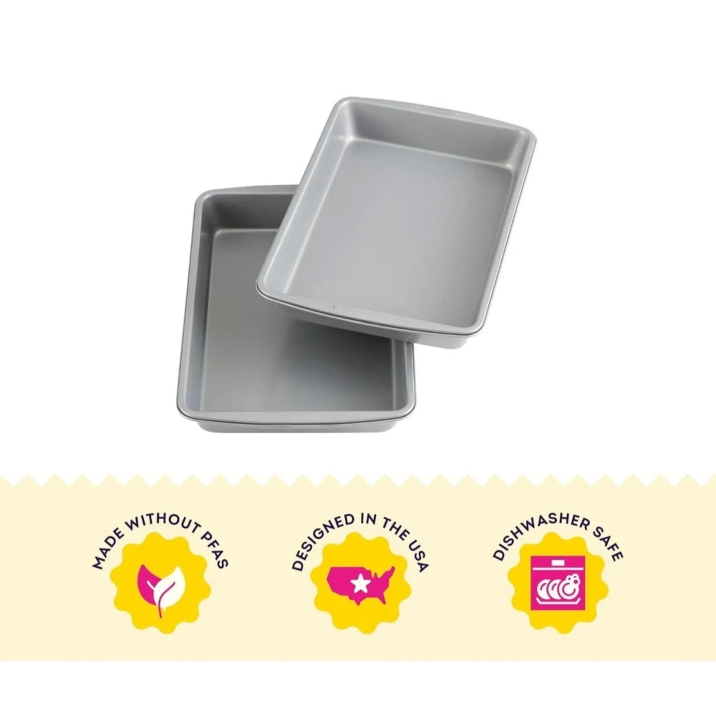 2 Pack Stainless Steel Brownie Pan With Even Heat Distribution
