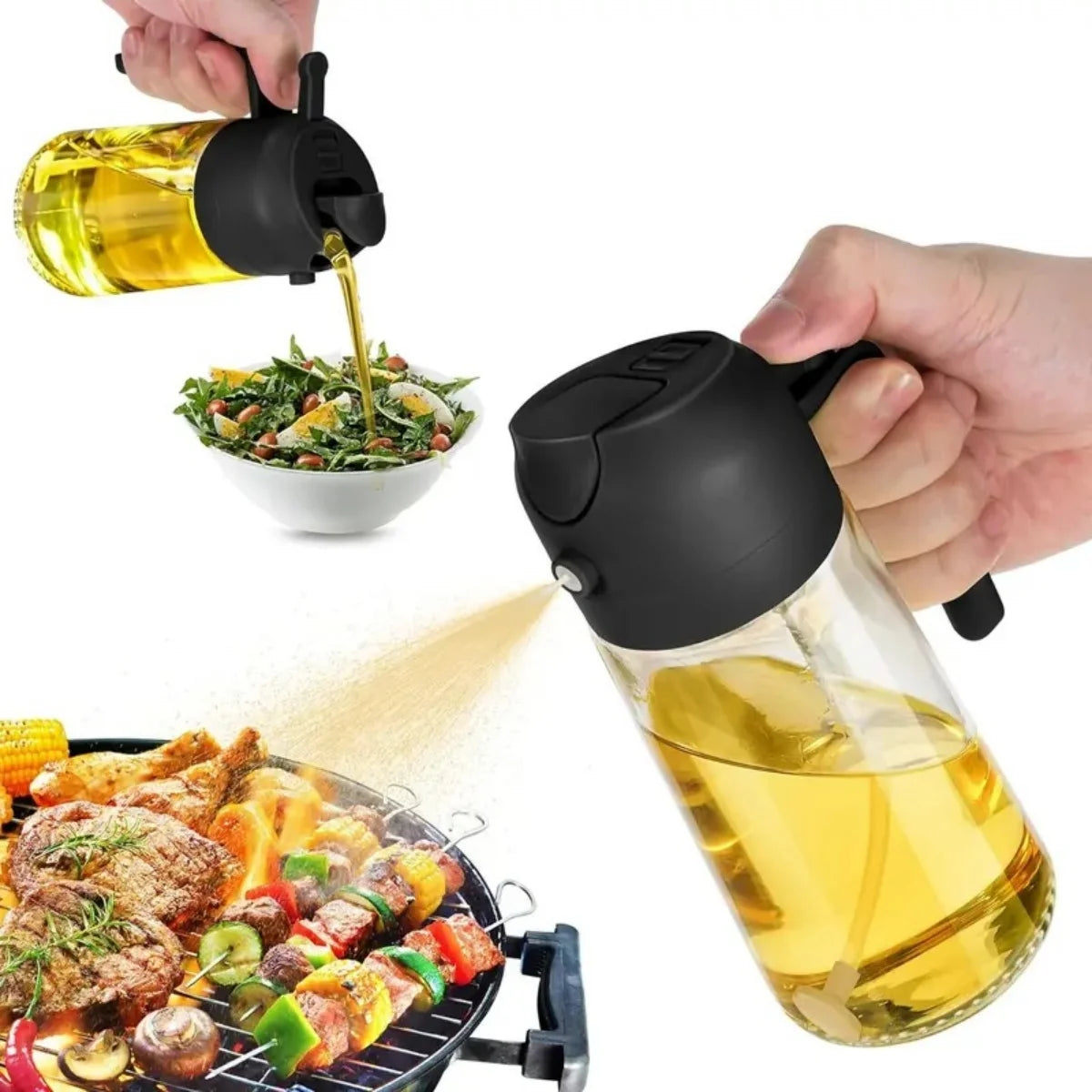 2 In 1 Glass Oil Sprayer Dispenser For Kitchen Grilling