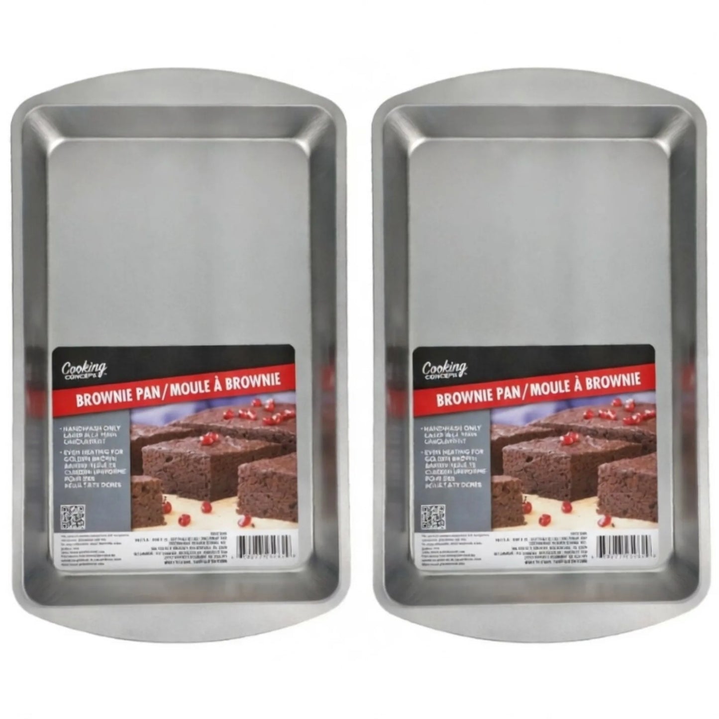 2 Pack Stainless Steel Brownie Pan With Even Heat Distribution