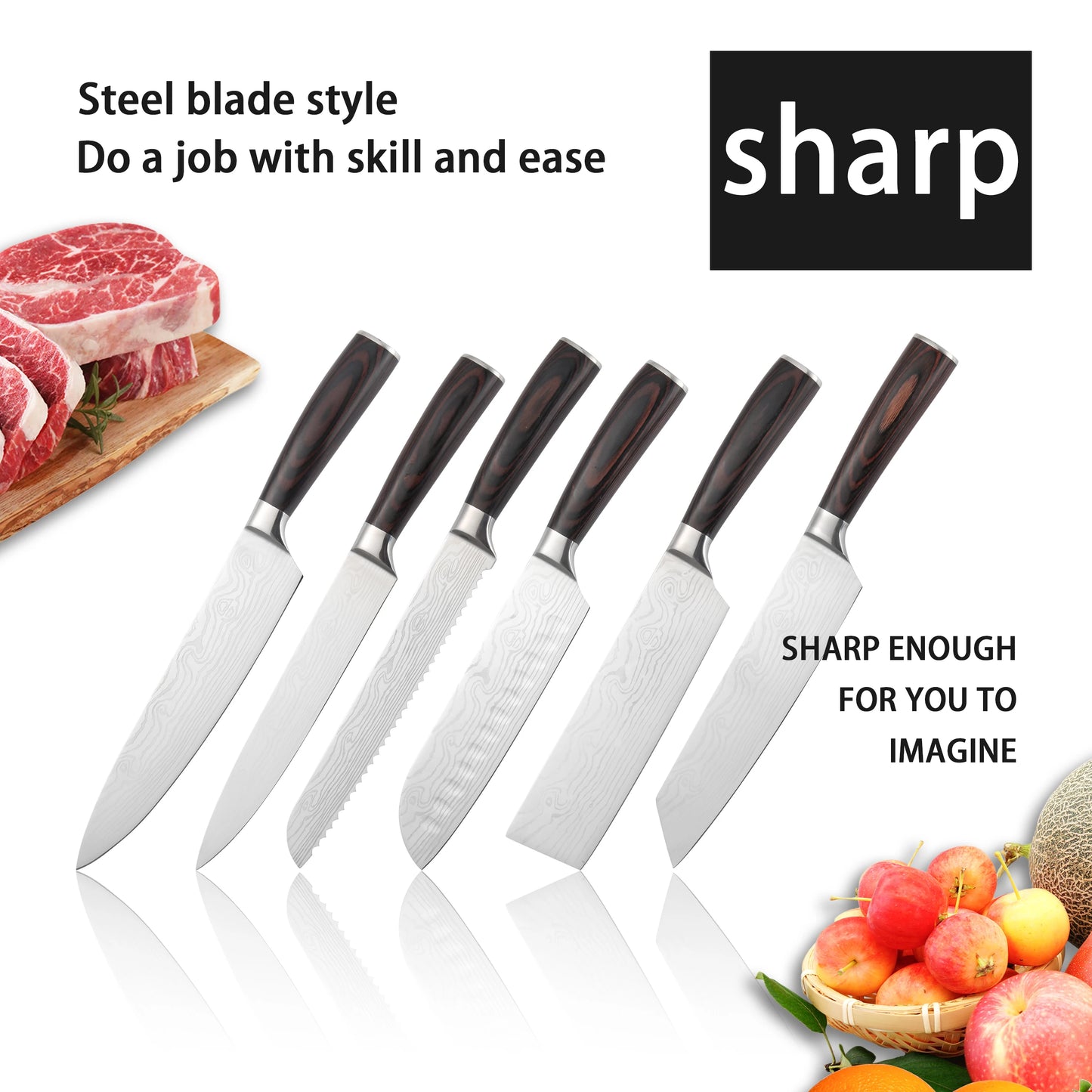 Damascus Knife Set High Carbon Stainless Steel Kitchen Knives
