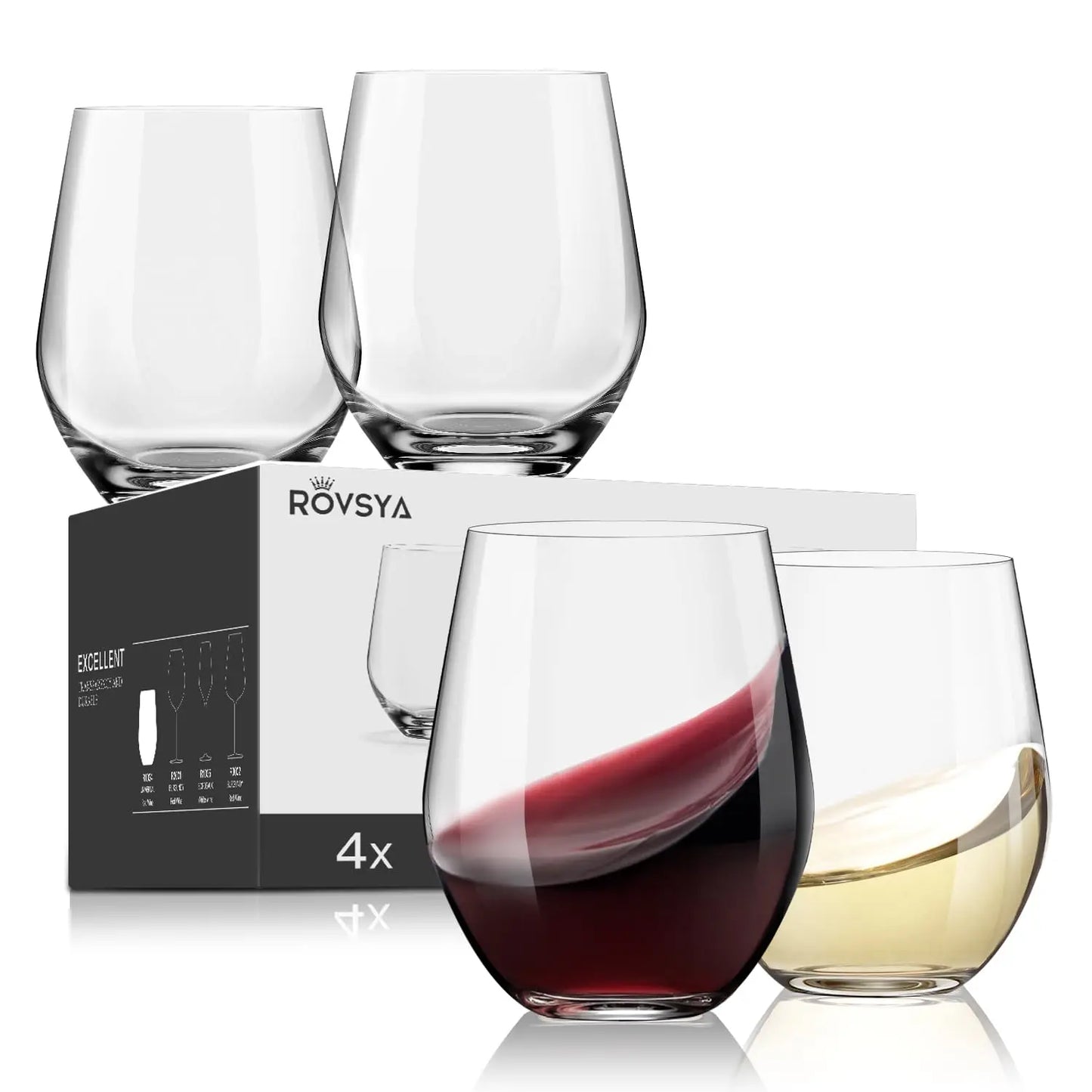 Hand Blown Crystal Wine Glasses Set Of 4